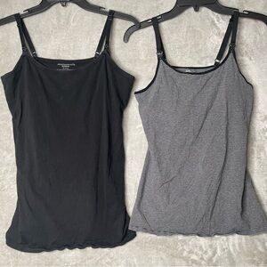 2 Nursing Camisole Tank Tops Motherhood Black & Striped Gilligan O'malley Size M